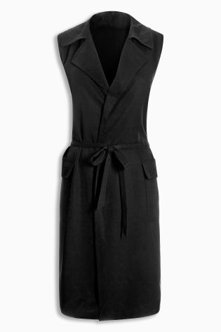 Black Tencel&reg; Sleeveless Jacket